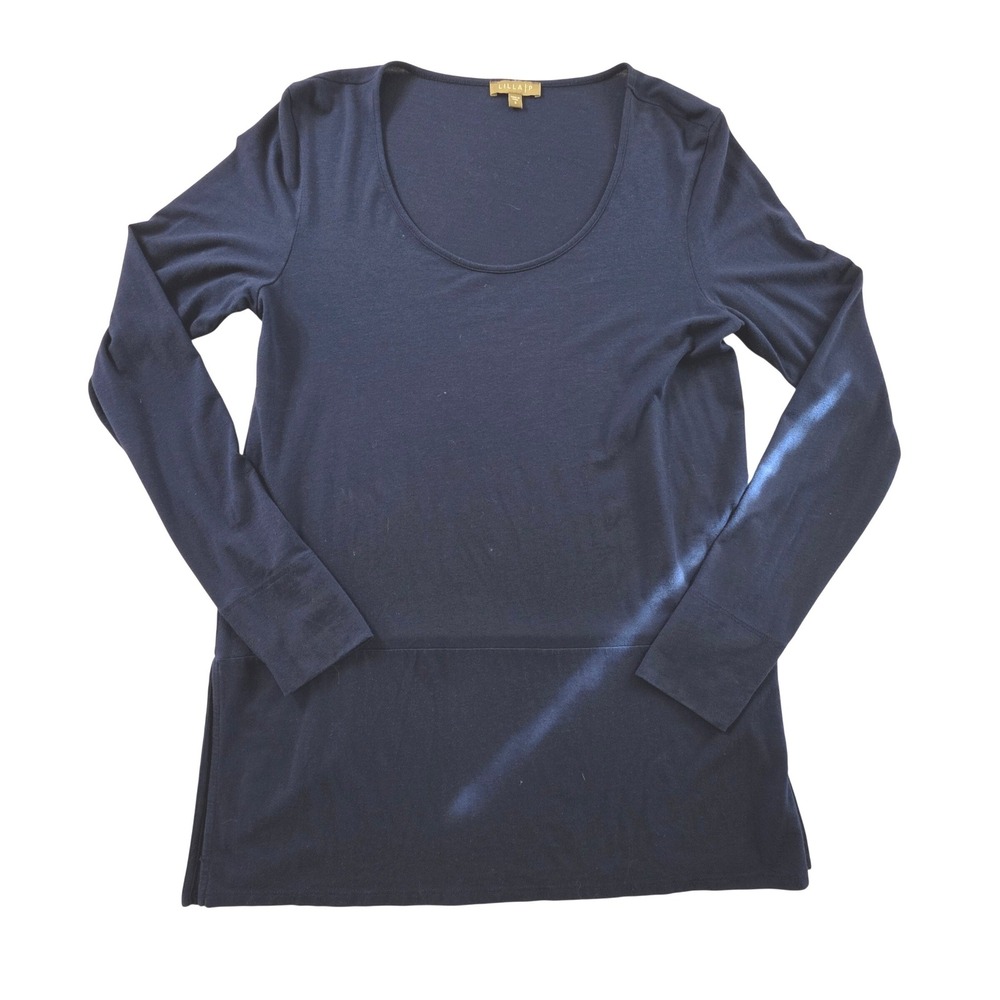 Lilla‎ P Tunic Top MLB332 Pima Cotton Long Sleeve Small Navy Blue Minimalist
